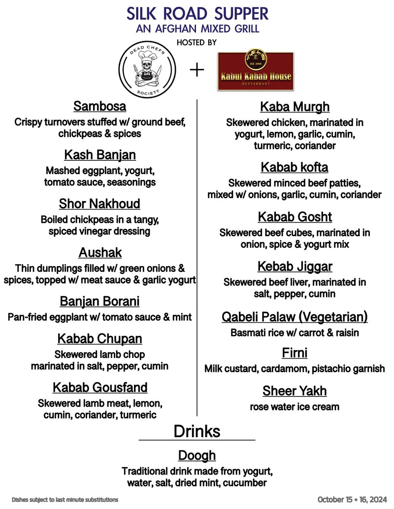 Menu for Kabul Kabab