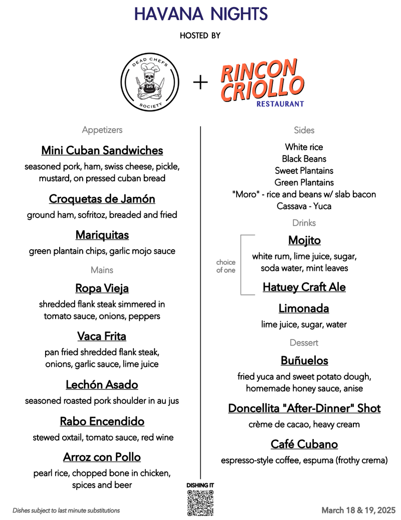 Menu for Rincon Criollo