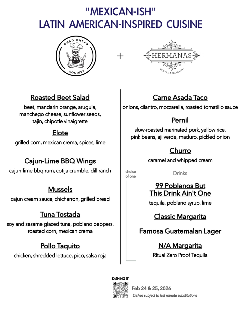 Menu for Hermanas Kitchen and Cocktails