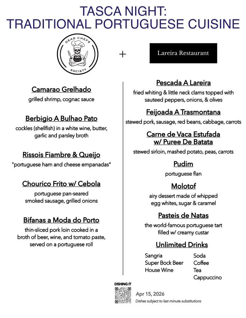 Menu for Lareira
