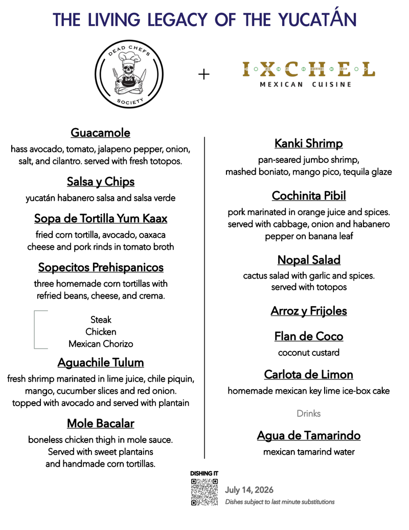 Menu for IXCHEL Mexican Cuisine
